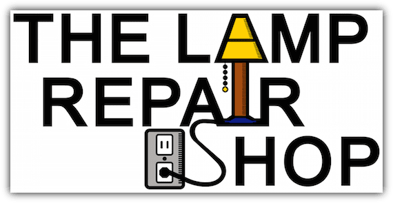 Colorful business logo for The Lamp Repair Shop in South Porltand, Maine.