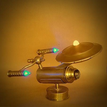 starship enterprise lamp made from salvage components